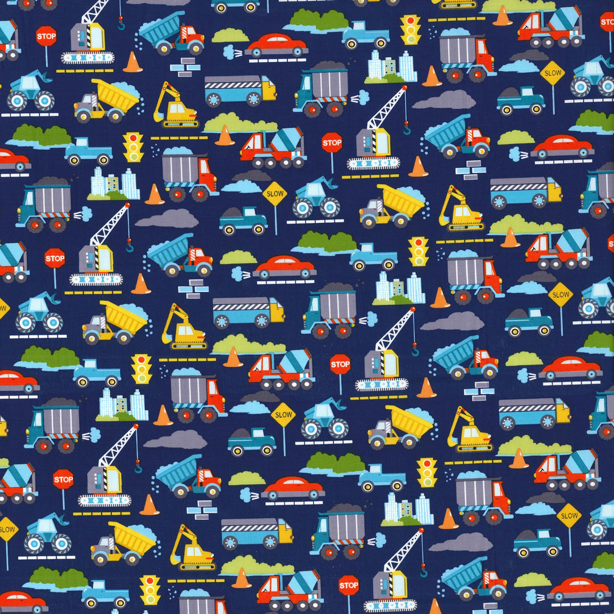 Fabric Traditions Blue Construction Cotton Fabric